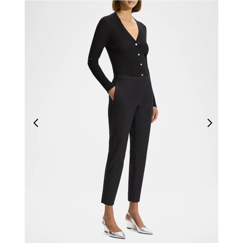 Theory Thaniel Kenett Black Stretch Cropped Pants Trousers Size 4 Minimalist